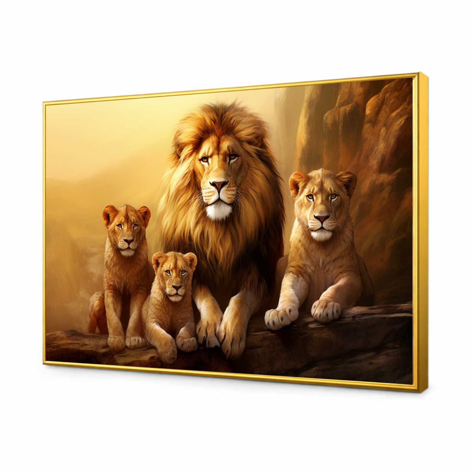 Quadro Decorativo Família de Leões 